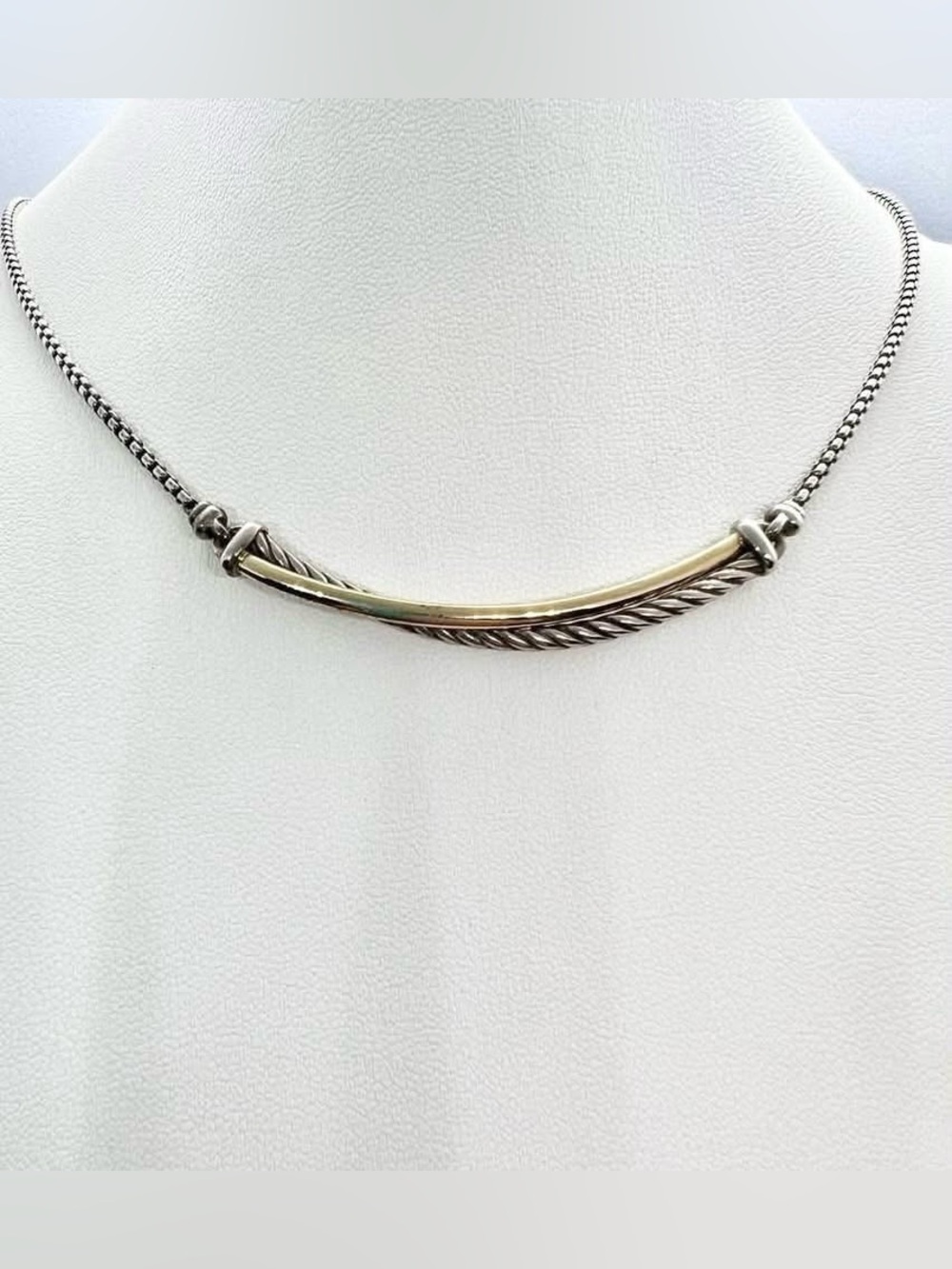 David Yurman Crossover Bar Necklace With Gold